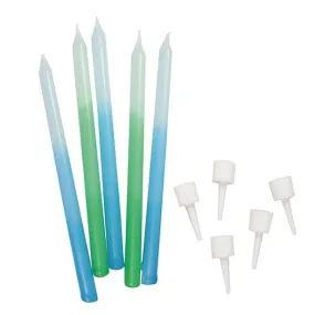 12 candele per torta blu-verde ombre 10 cm