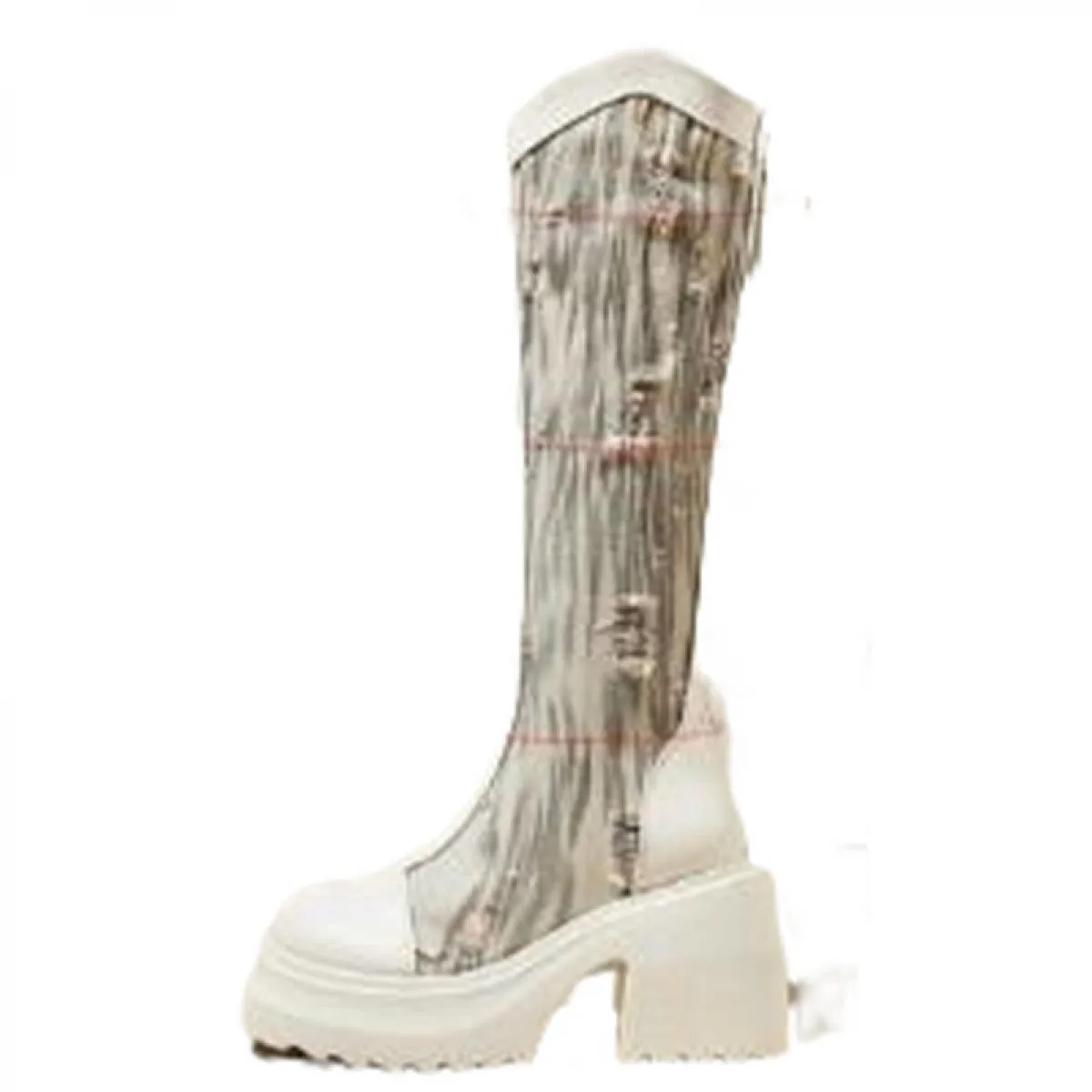 2023 Donna Inverno Moda Tacchi alti Stivali Chelsea alti al ginocchio Scarpe con plateau robuste Scarpe di nuova marca Goth Moto