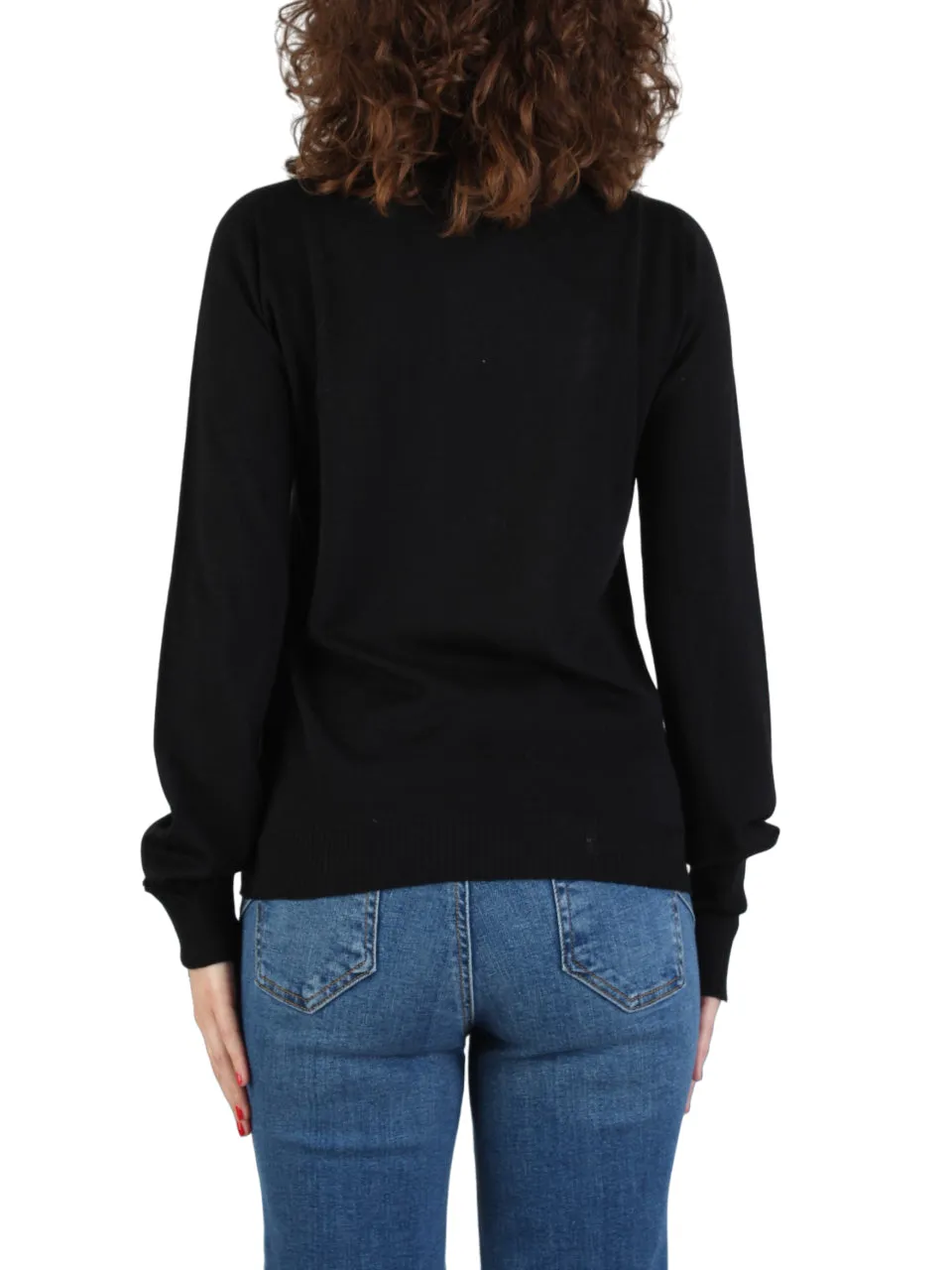 Arovescio maglione dolcevita in misto lana e seta nero