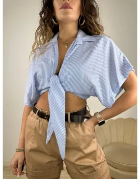 CAMICIA CROP SIMY RIGATA