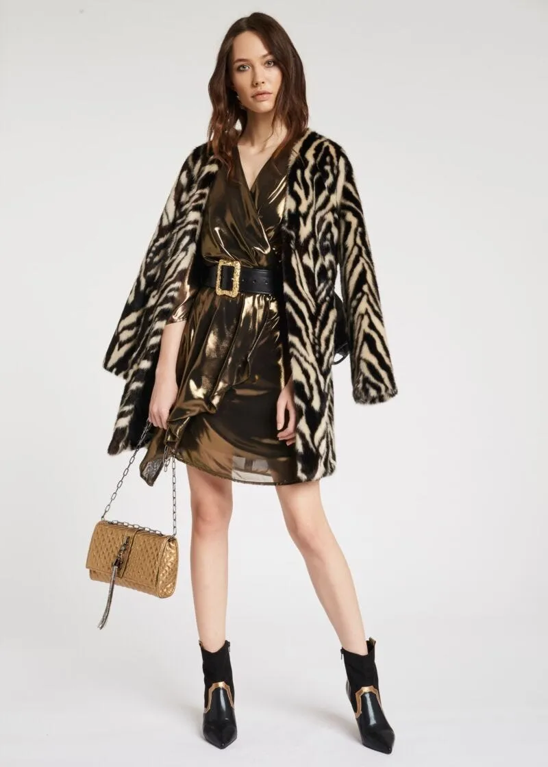 Cappotto in ecopelliccia animalier