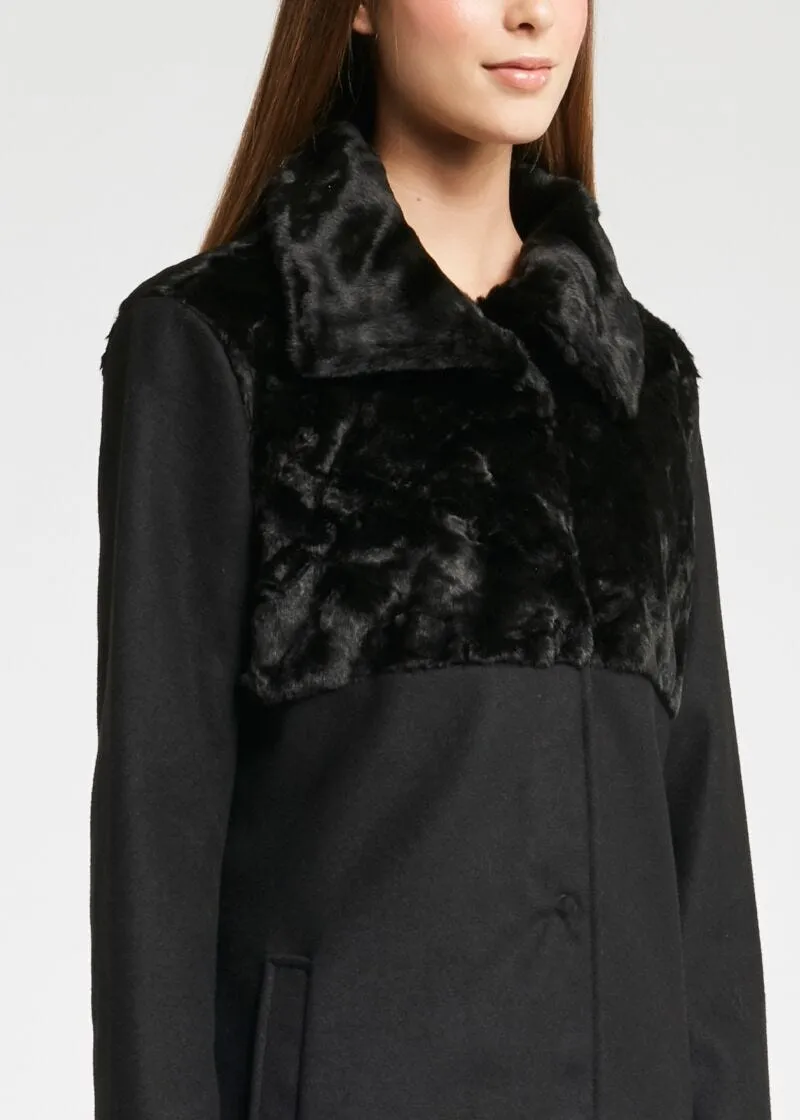Cappotto Manica Lunga Con Eco Pelliccia