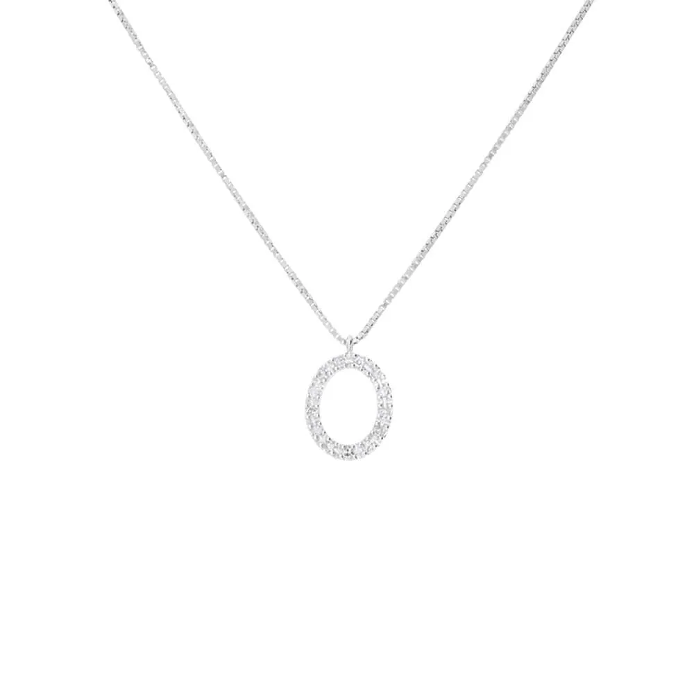 Collana Lettera O Diamond Letters Oro Bianco 750/1000 Maglia Veneziana Diamante Bianco 0,065 ct 40 + 2 cm 1673206