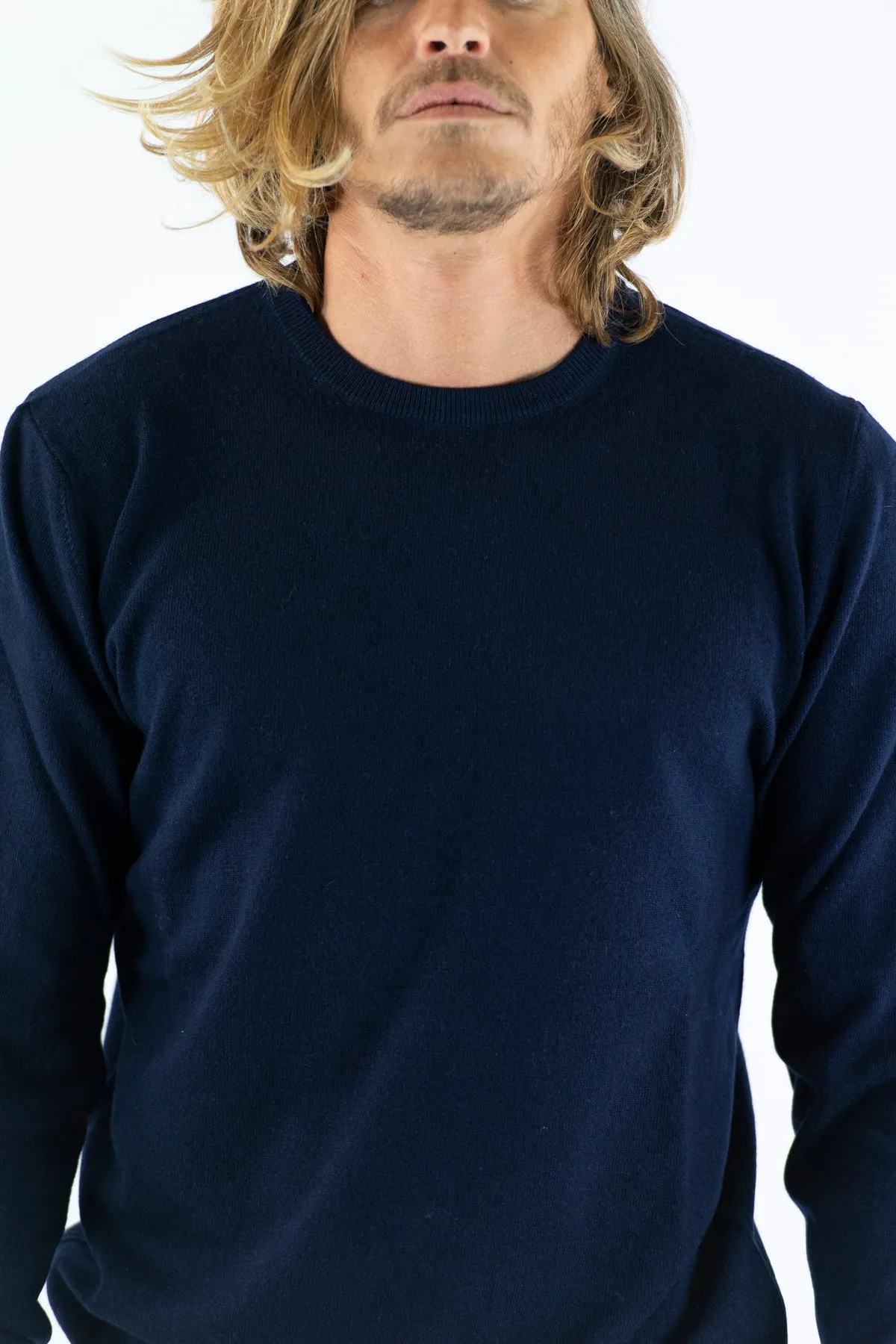  Elia Uomo Girocollo misto cashmere blu basic elia  
