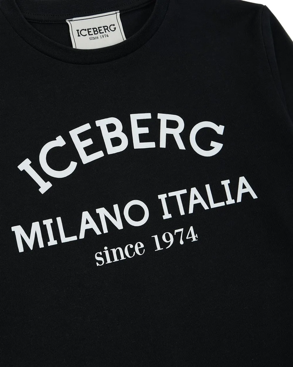 Felpa nera girocollo con logo Iceberg