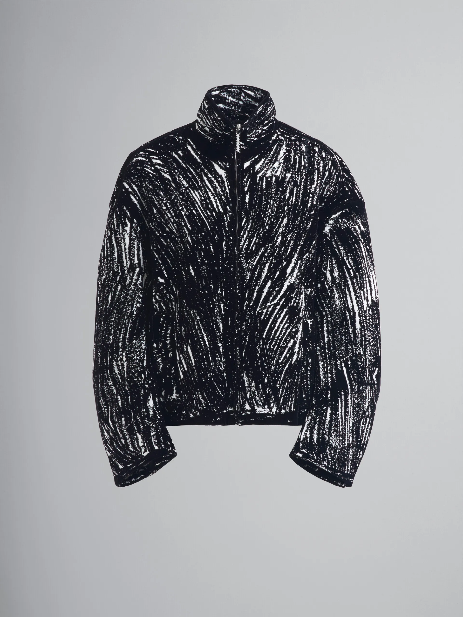 Giacca imbottita in cotone floccato nero con stampa Crayon