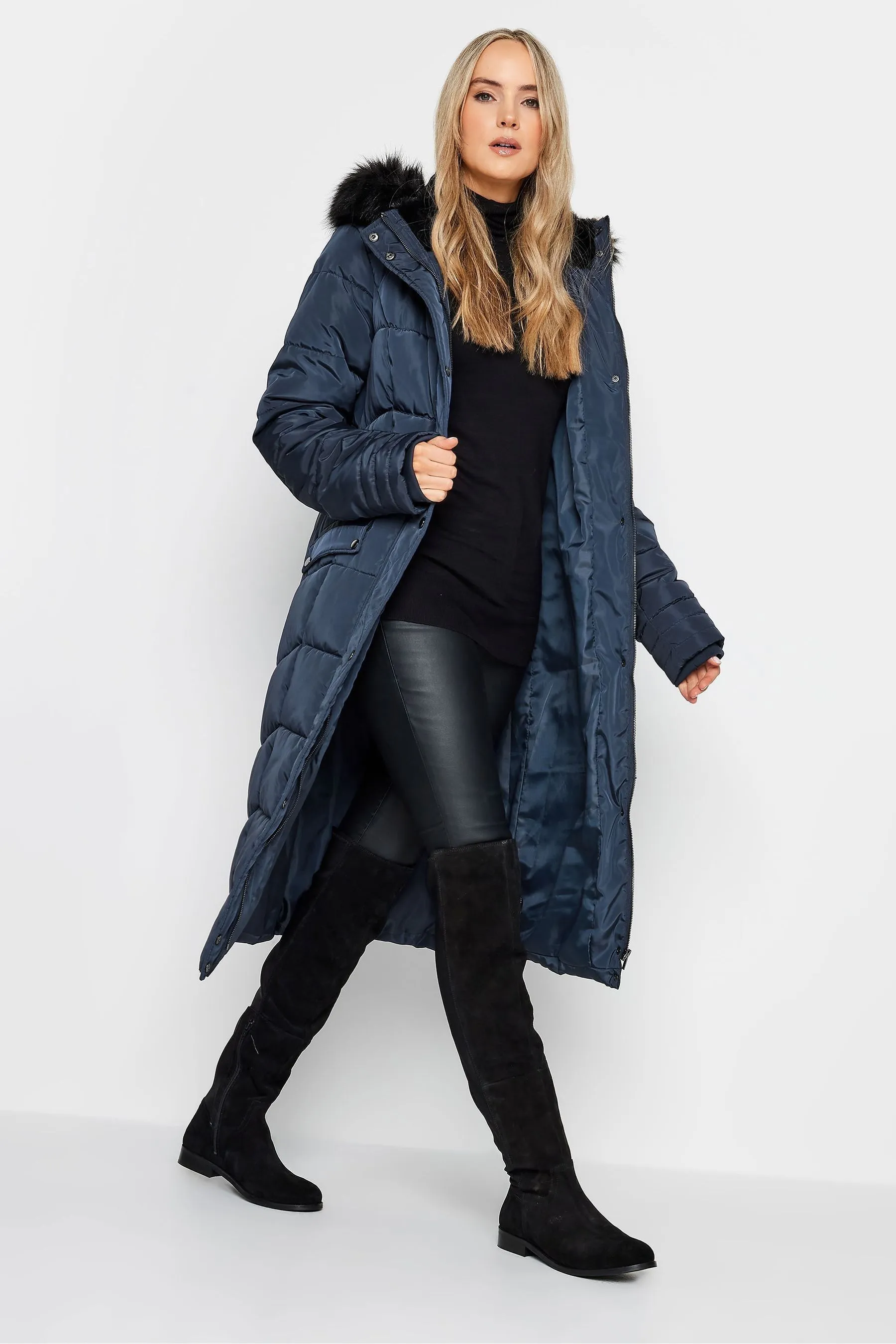 Long Tall Sally Cappotto imbottito con bordo in pelliccia sintetica