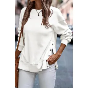 Maglia con bottoni decorativi, bianco