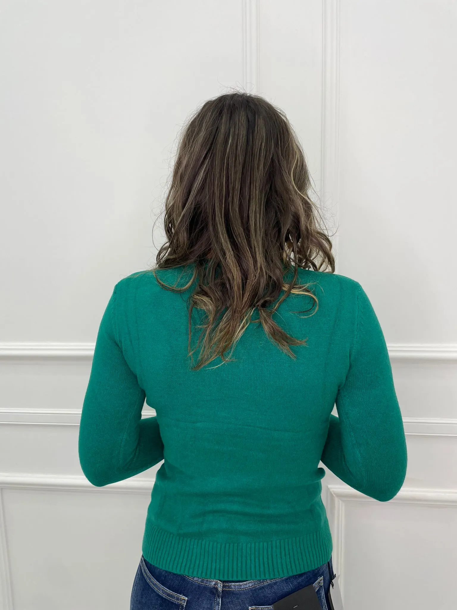 Maglia tinta unita in lana soft giro collo