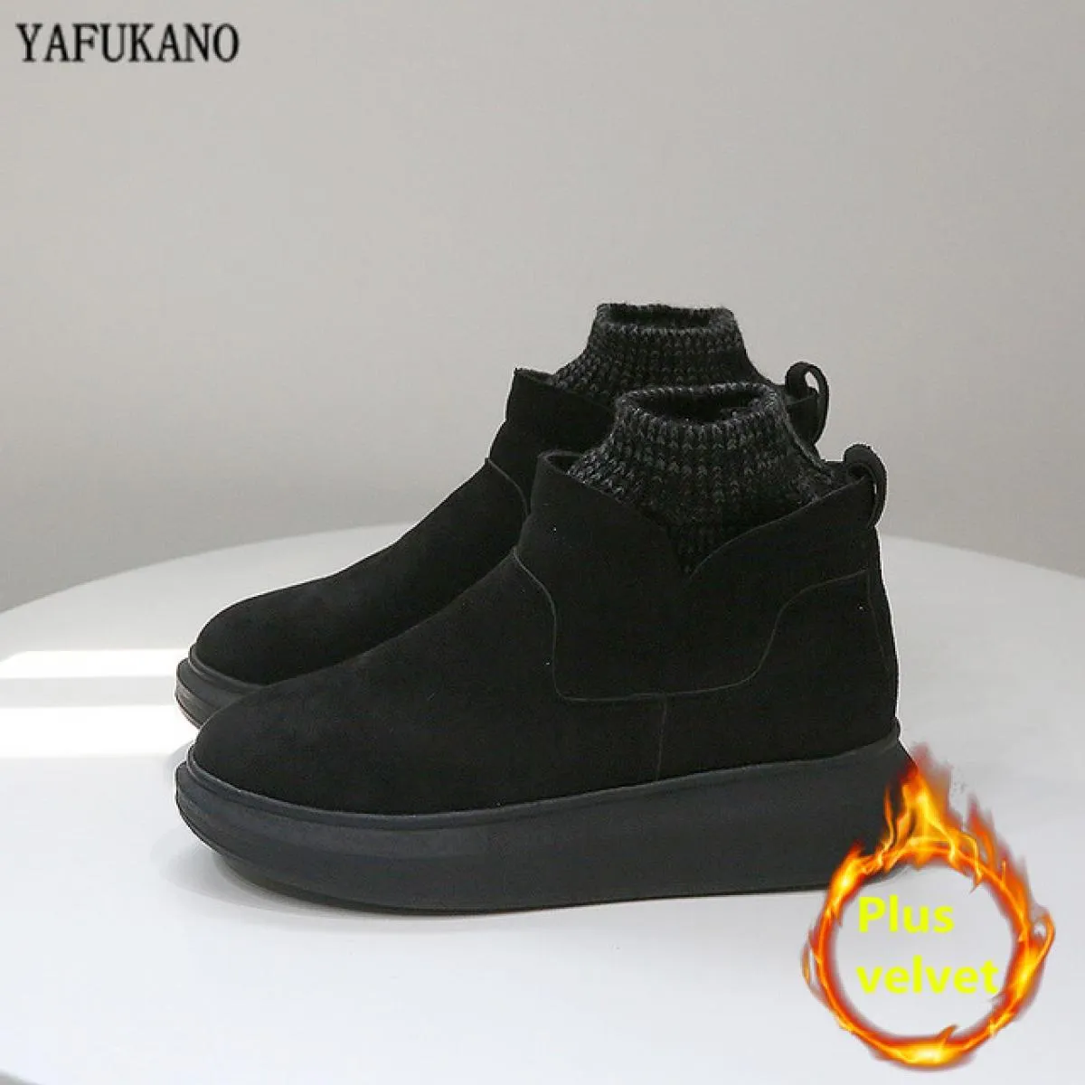 Mori Girl Stivali da donna letterari Retro Tubo di lana Punta tonda Stivaletti da donna con suola spessa Fatti a mano Comfort Ca