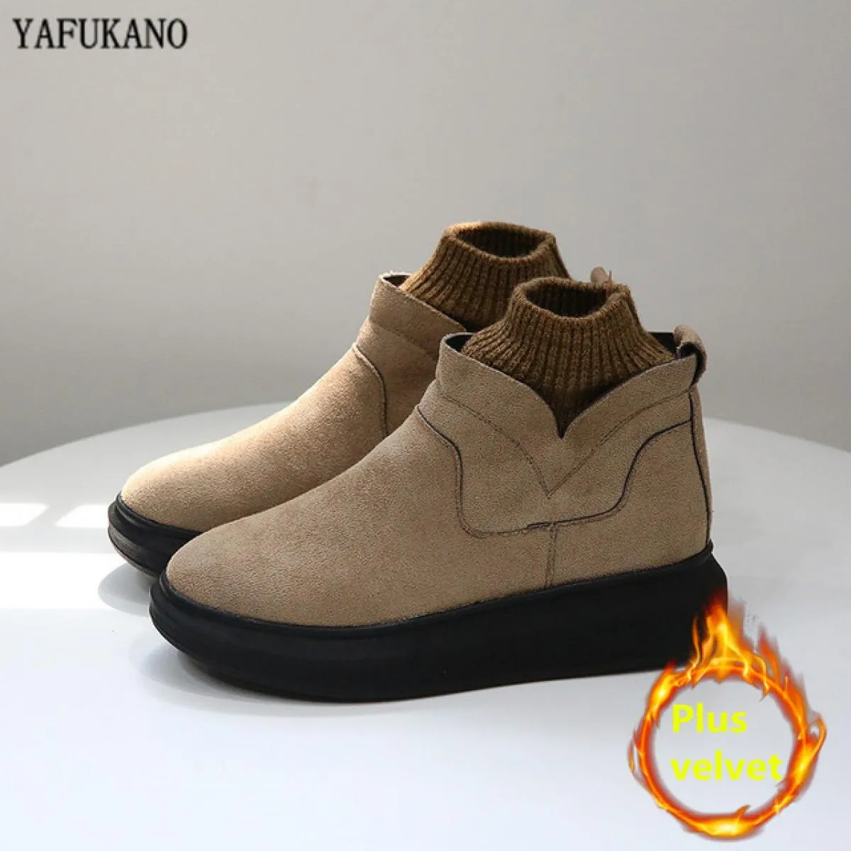 Mori Girl Stivali da donna letterari Retro Tubo di lana Punta tonda Stivaletti da donna con suola spessa Fatti a mano Comfort Ca