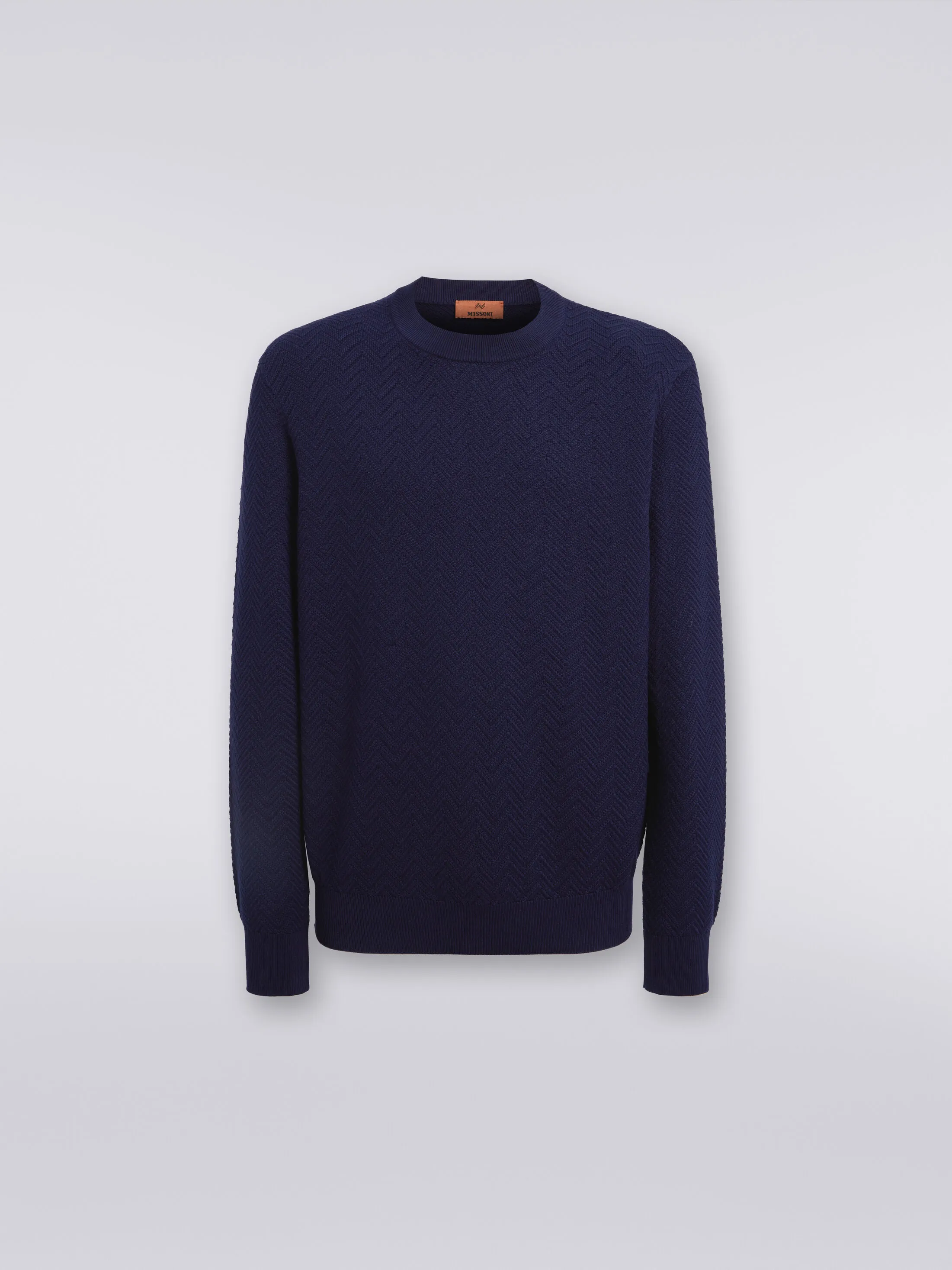 Pullover girocollo in cotone chevron