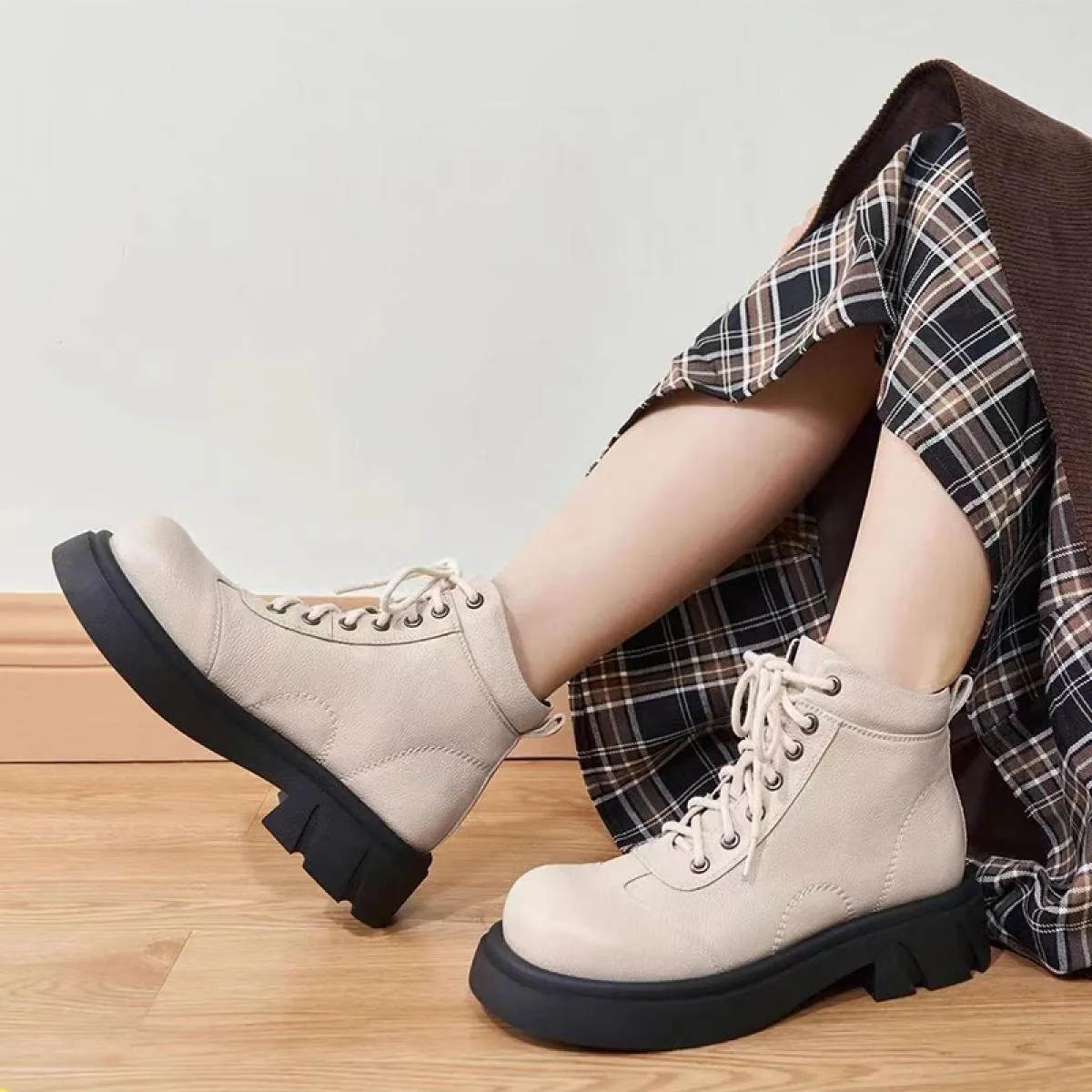 Scarpe da donna Stivali gladiatore con plateau Stivali Chelsea con lacci Neve 2023 Nuovo inverno caldo caviglia Goth Punk Moto B