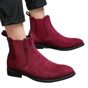 Stivali da uomo Chelsea rosso vento Flock Scarpe formali fatte a mano da matrimonio d'affari Spedizione gratuita Taglia 38 48 St